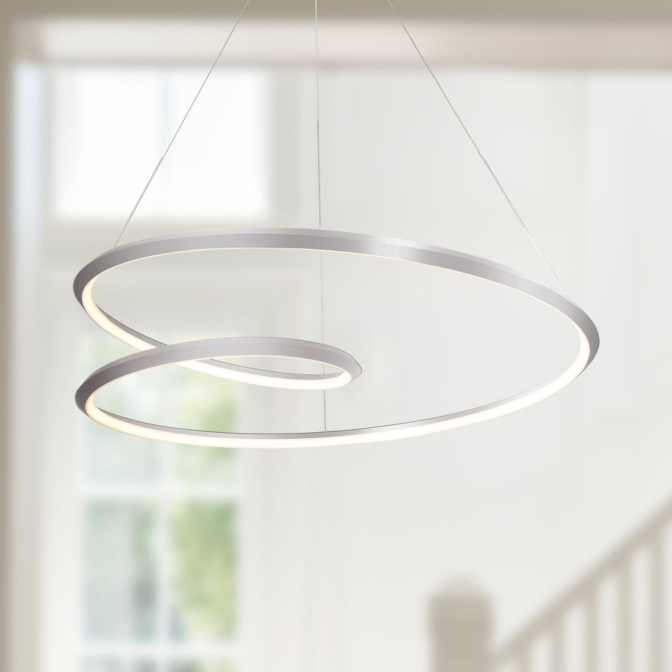 Ampersand 39-in Brushed Nickel LED Pendant by KUZCO