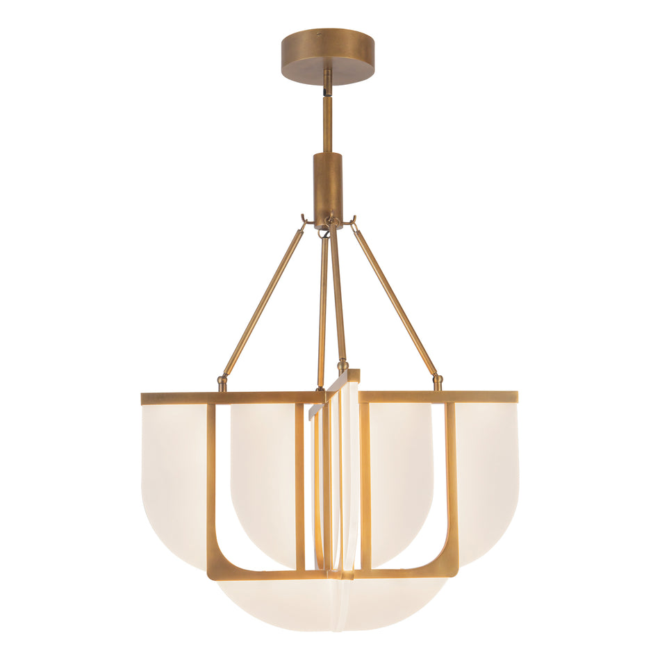 Anders 24-in Vintage Brass dimmable LED Chandelier