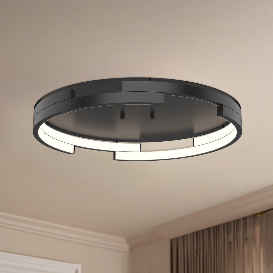 Anello Minor 19-in Black LED Flush Mount by KUZCO