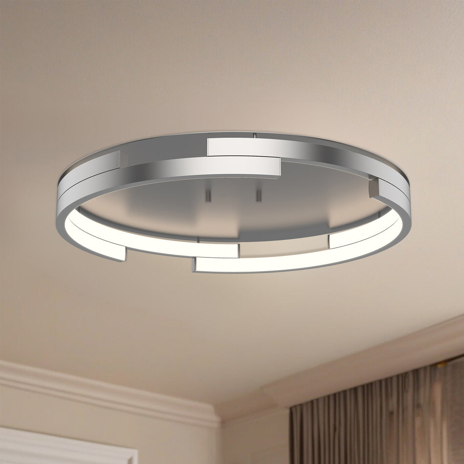 Anello Minor 19-in Brushed Nickel LED Flush Mount by KUZCO