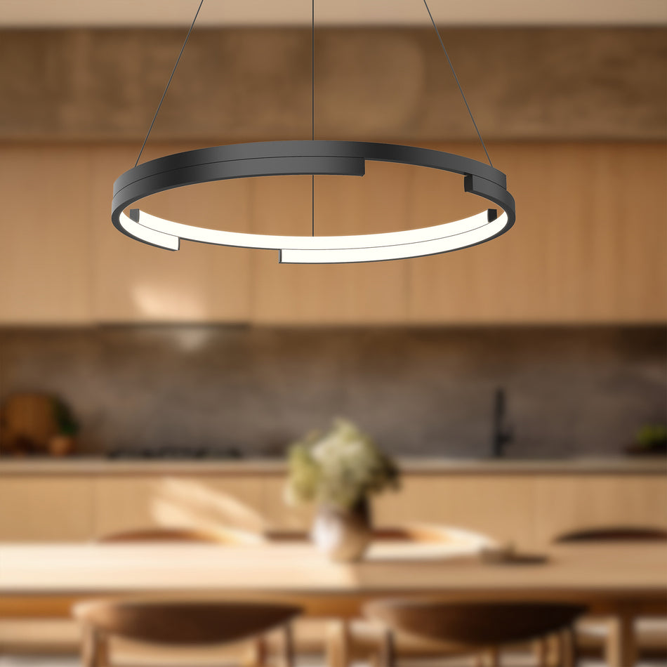 Anello Minor 24-in Black LED Pendant by KUZCO