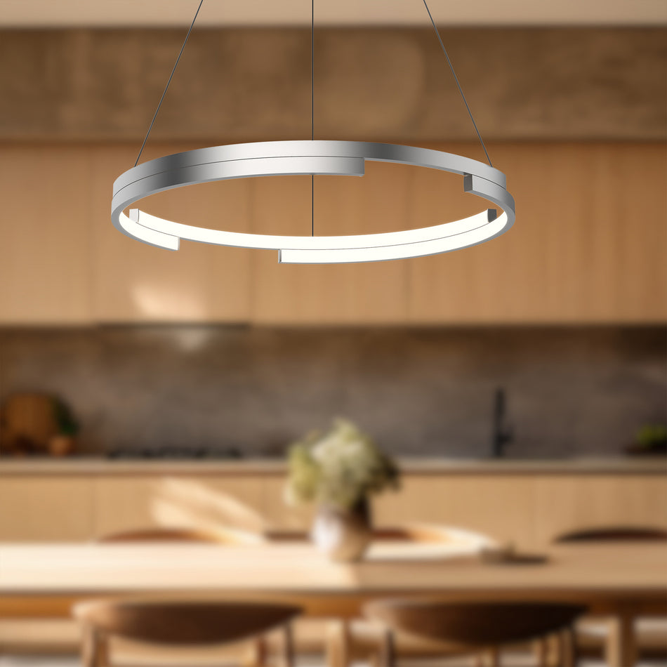 Anello Minor 24-in Brushed Nickel LED Pendant by KUZCO