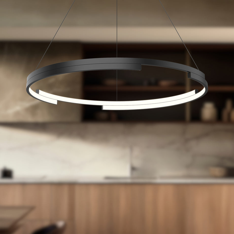 Anello Minor 32-in Black LED Pendant by KUZCO
