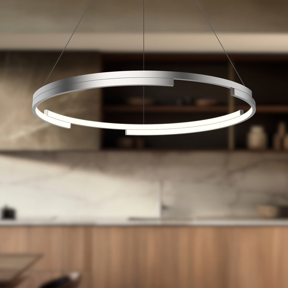 Anello Minor 32-in Brushed Nickel LED Pendant by KUZCO