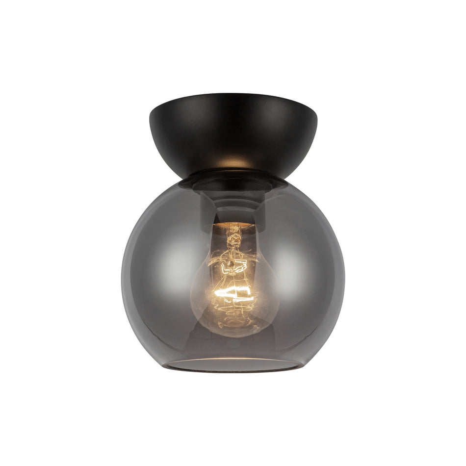Arcadia 6-in Black/Smoked 1 Light Semi Flush Mount