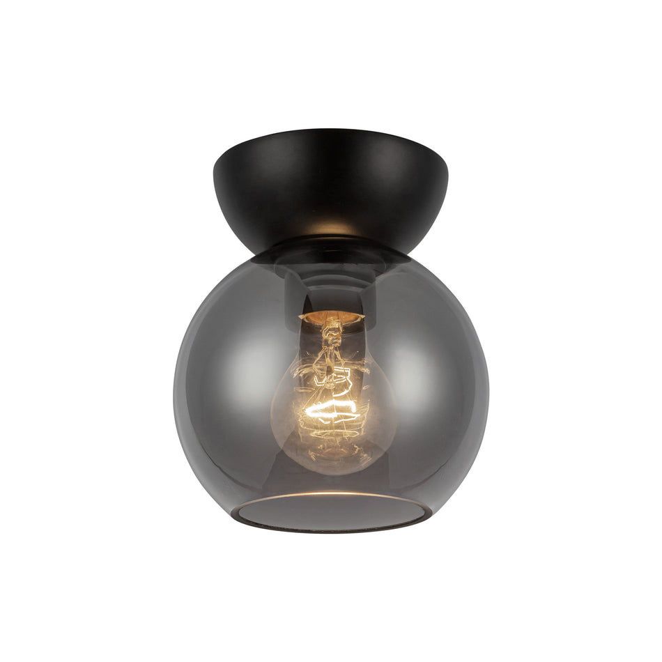 Arcadia 6-in Black/Smoked 1 Light Semi Flush Mount