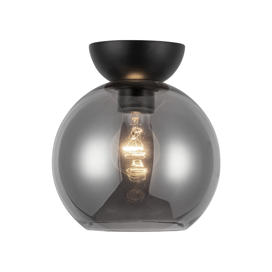 Arcadia 8-in Black/Smoked 1 Light Semi Flush Mount