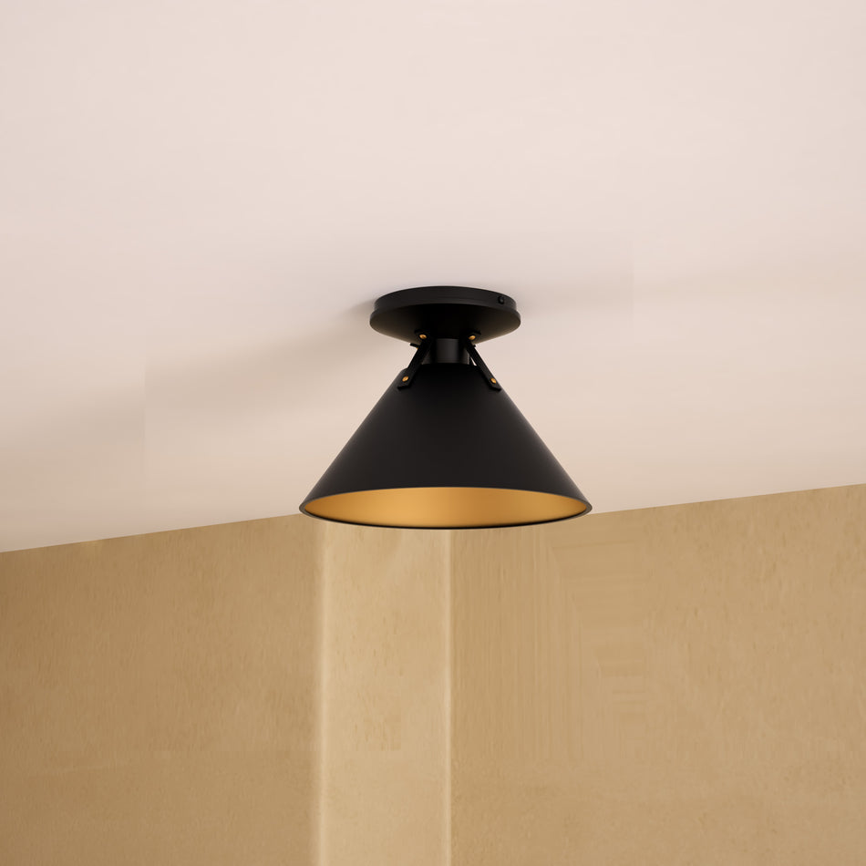 Archer 7-in Matte Black 1 Light Flush Mount by ALORA MOOD