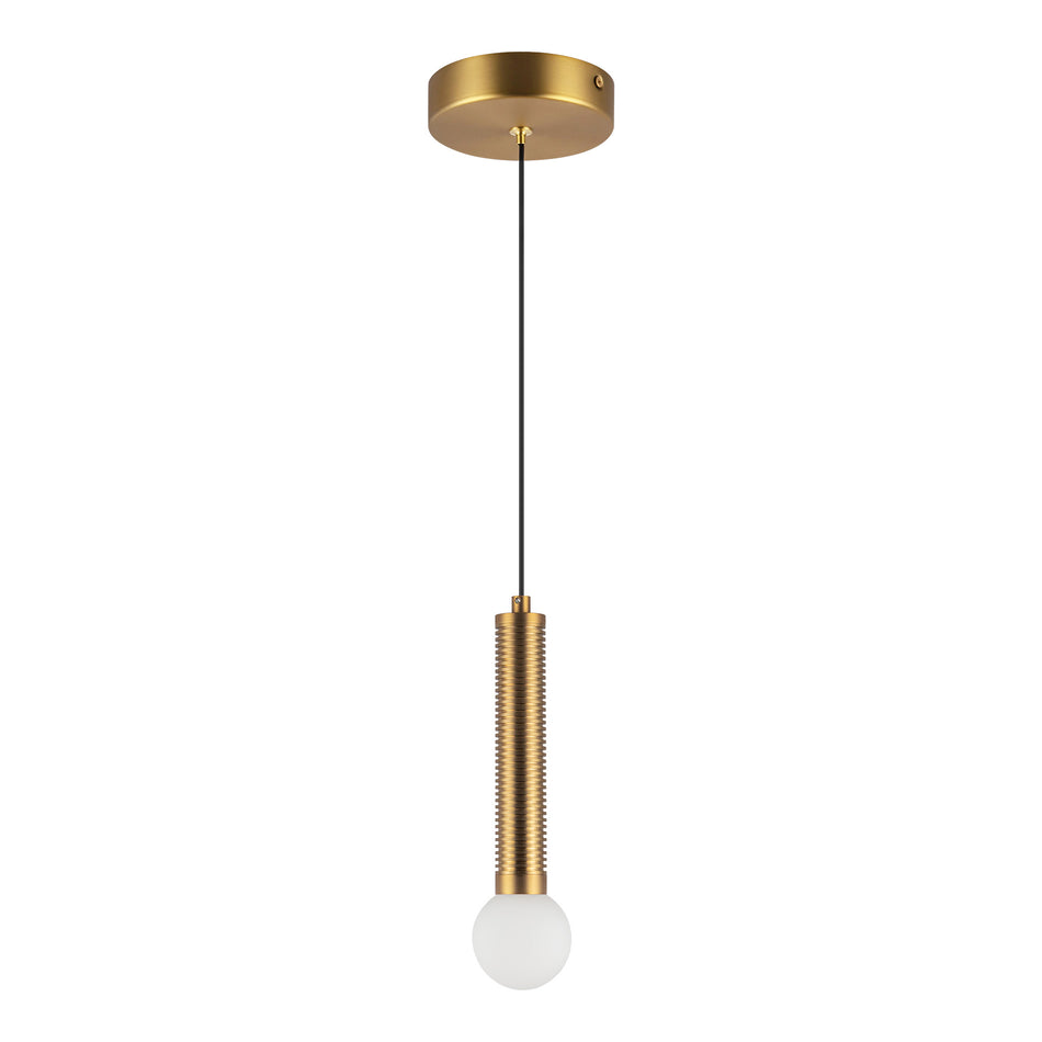 Arden 9-in Brushed Gold/Opal Glass LED Pendant by ALORA MOOD