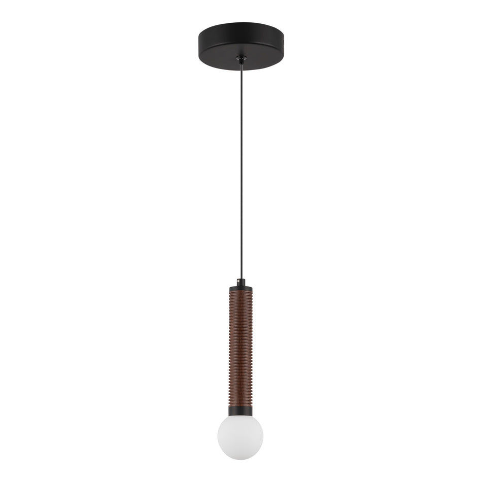 Arden 9-in Matte Black/Opal Glass LED Pendant by ALORA MOOD