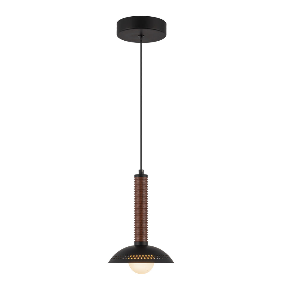 Arden 9-in Matte Black/Opal Glass LED Pendant by ALORA MOOD