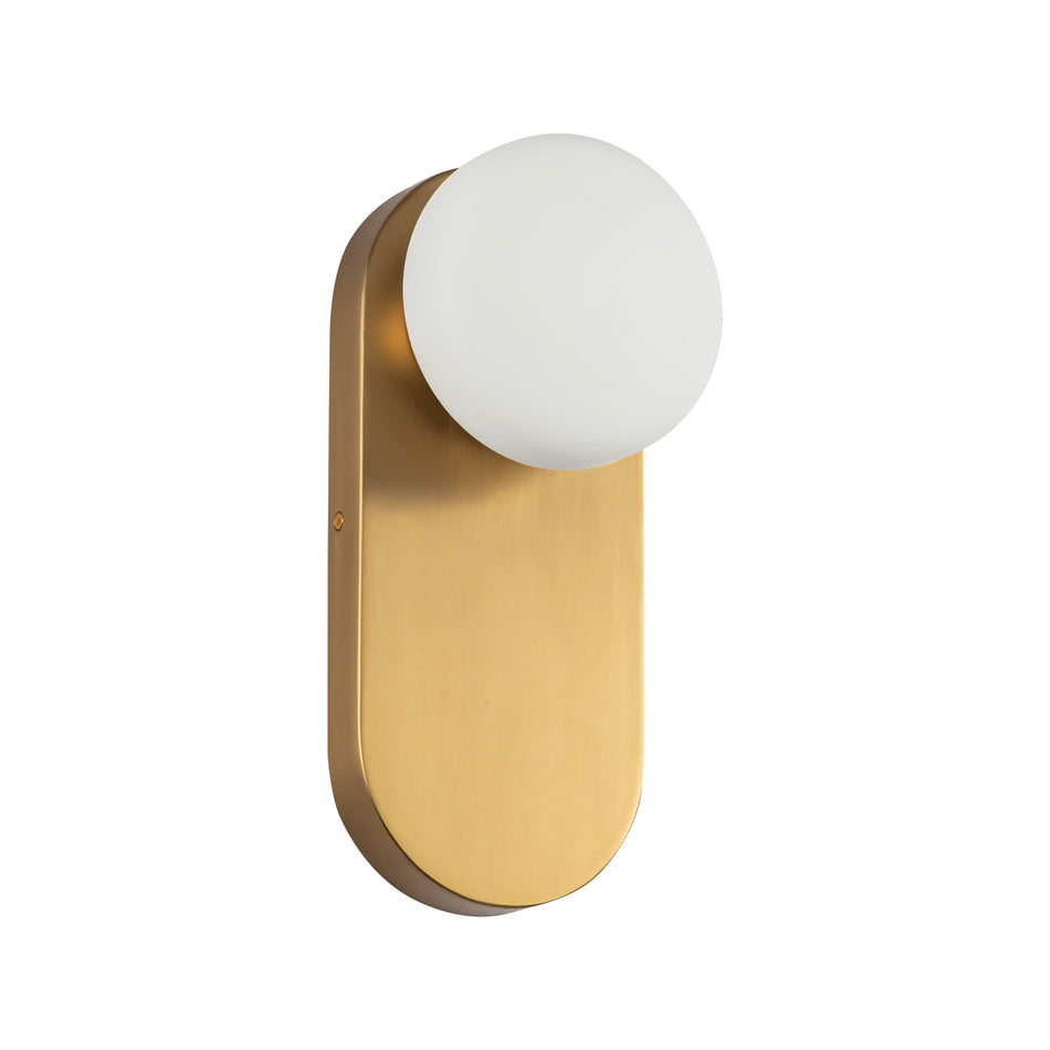 Ariel 12-in Brushed Gold/Opal Glass Socket Wall/Vanity Light by ALORA MOOD