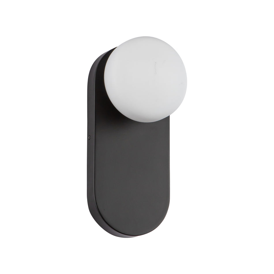 Ariel 12-in Matte Black/Opal Glass Socket Wall/Vanity Light by ALORA MOOD