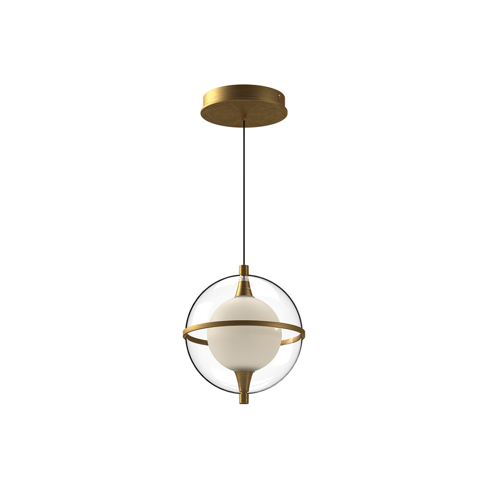 Aries 8-in Brushed Gold LED Pendant by KUZCO