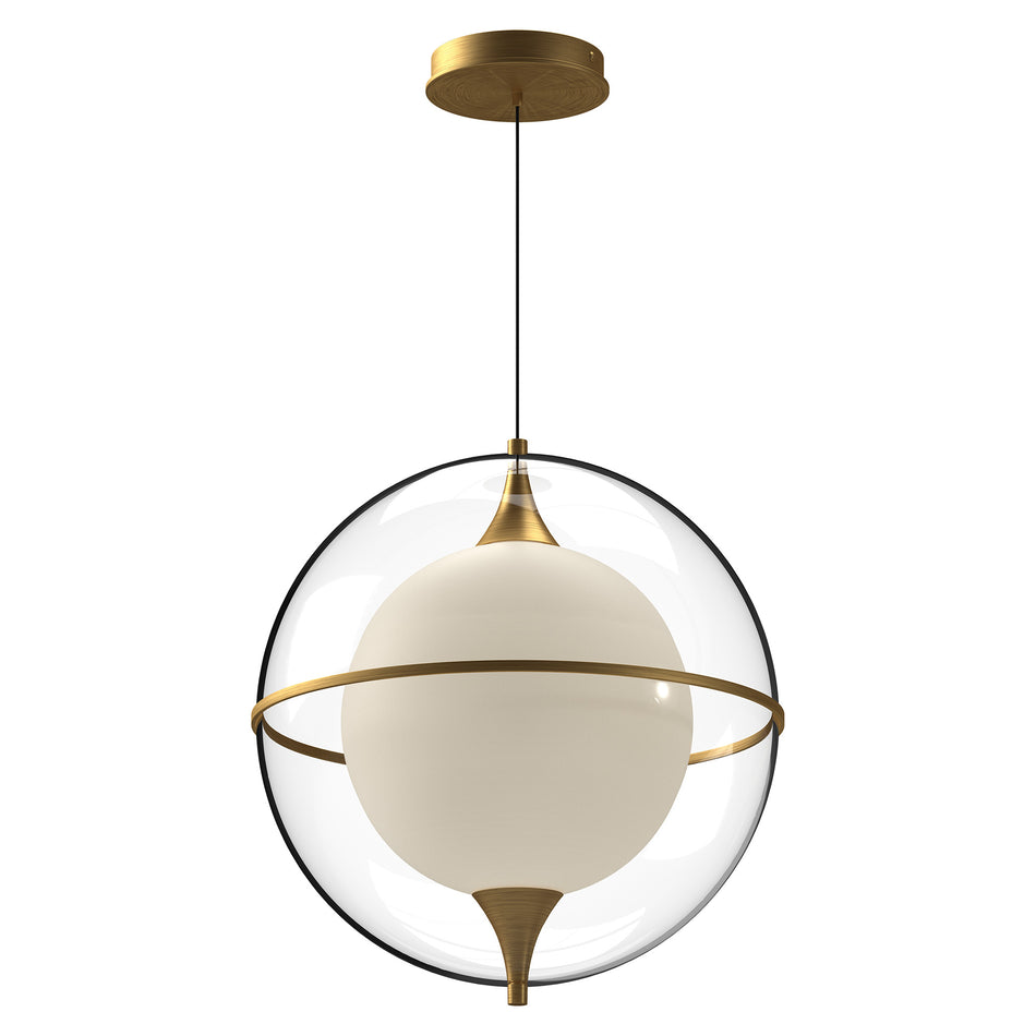 Aries 16-in Brushed Gold LED Pendant by KUZCO