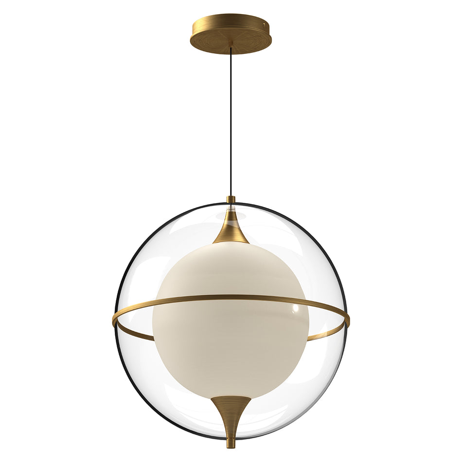 Aries 16-in Brushed Gold LED Pendant by KUZCO