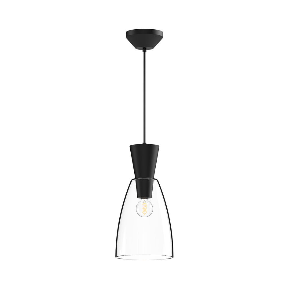 Arlo 7-in Clear Glass/Matte Black 1 Light Pendant