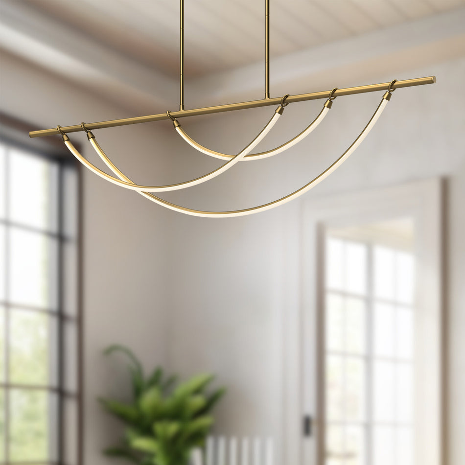 Aryas 60-in Vintage Brass LED Linear Pendant by ALORA