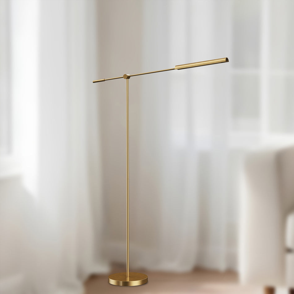 Astrid 55-in Metal Shade/Vintage Brass LED Floor Lamp by ALORA