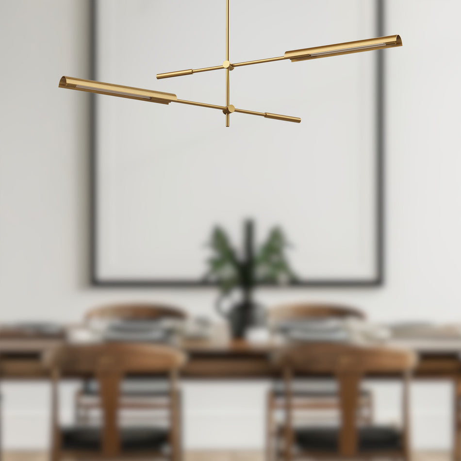 Astrid 2 Head Metal Shade/Vintage Brass LED Multi Pendant by ALORA