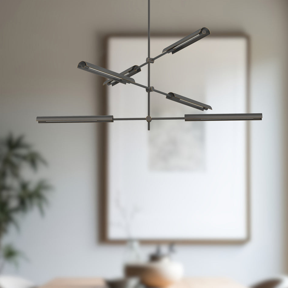 Astrid 6 Head Metal Shade/Urban Bronze LED Multi Pendant by ALORA