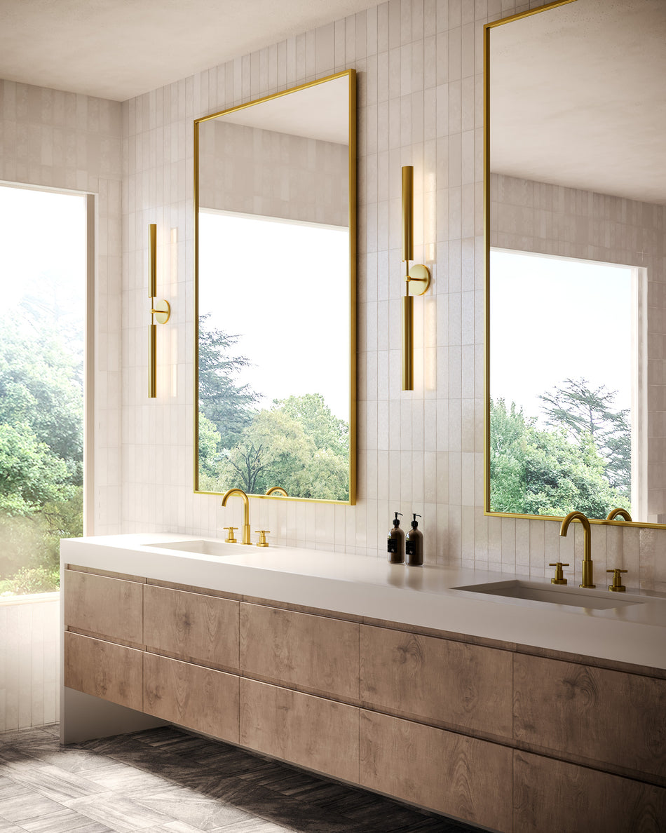 Astrid 2 Head Metal Shade/Vintage Brass LED Wall/Vanity by ALORA