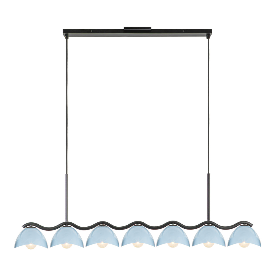 Atlas 42-in Black/Cerulean Socket Linear Pendant by KUZCO