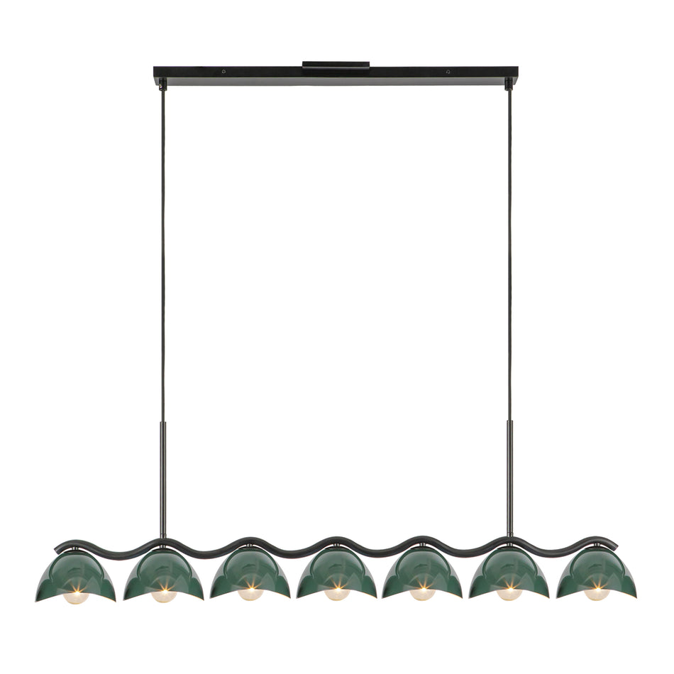 Atlas 42-in Black/Pine Green Socket Linear Pendant by KUZCO