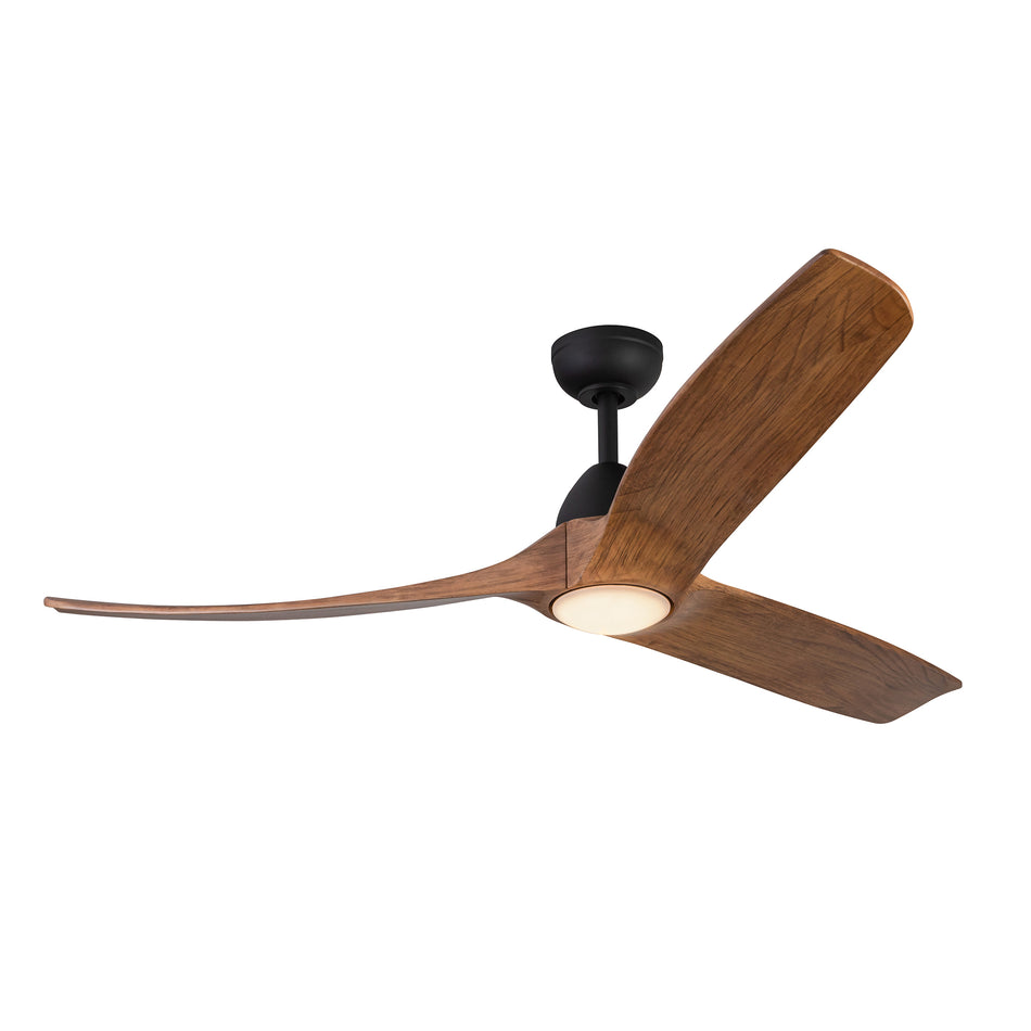 Baylor 60-in Matte Black/Natural Wood LED Ceiling Fan by KUZCO