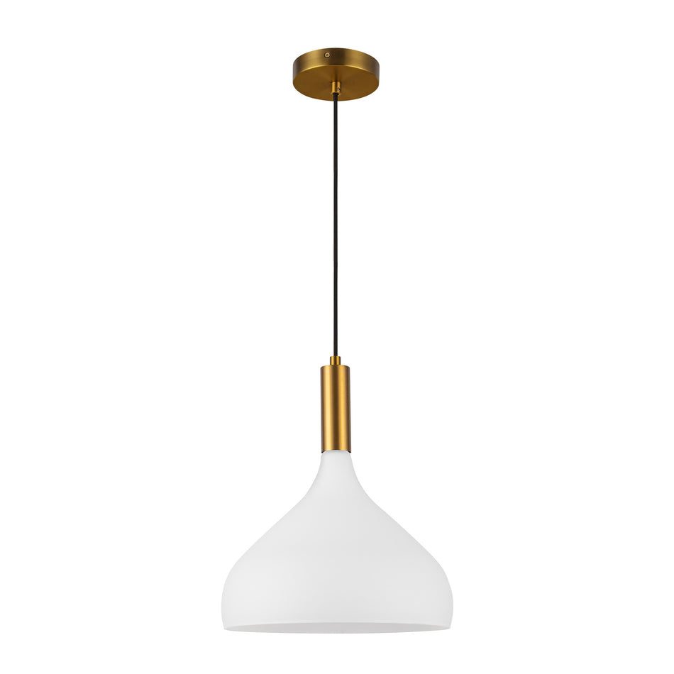 Belleview 12-in Aged Brass/Opal Glass 1 Light Pendant by ALORA MOOD