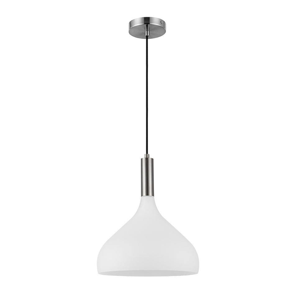 Belleview 12-in Brushed Nickel/Opal Glass 1 Light Pendant by ALORA MOOD