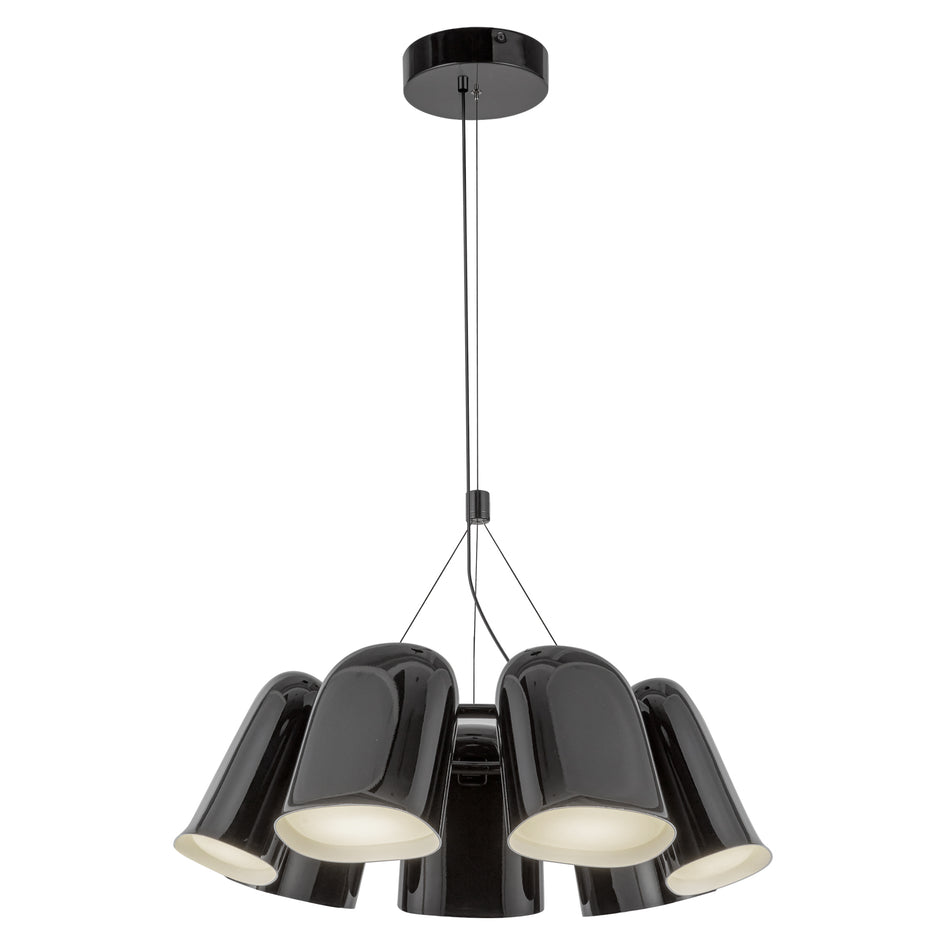 Bell 20-in Glossy Black LED Chandelier by KUZCO