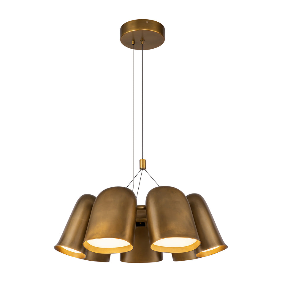 Bell 20-in Vintage Brass LED Chandelier by KUZCO