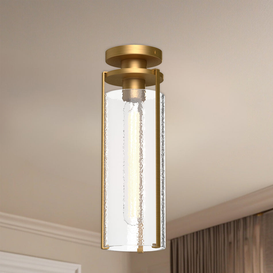 Belmont 5-in Aged Gold/Clear Water Glass 1 Light Flush Mount by ALORA MOOD