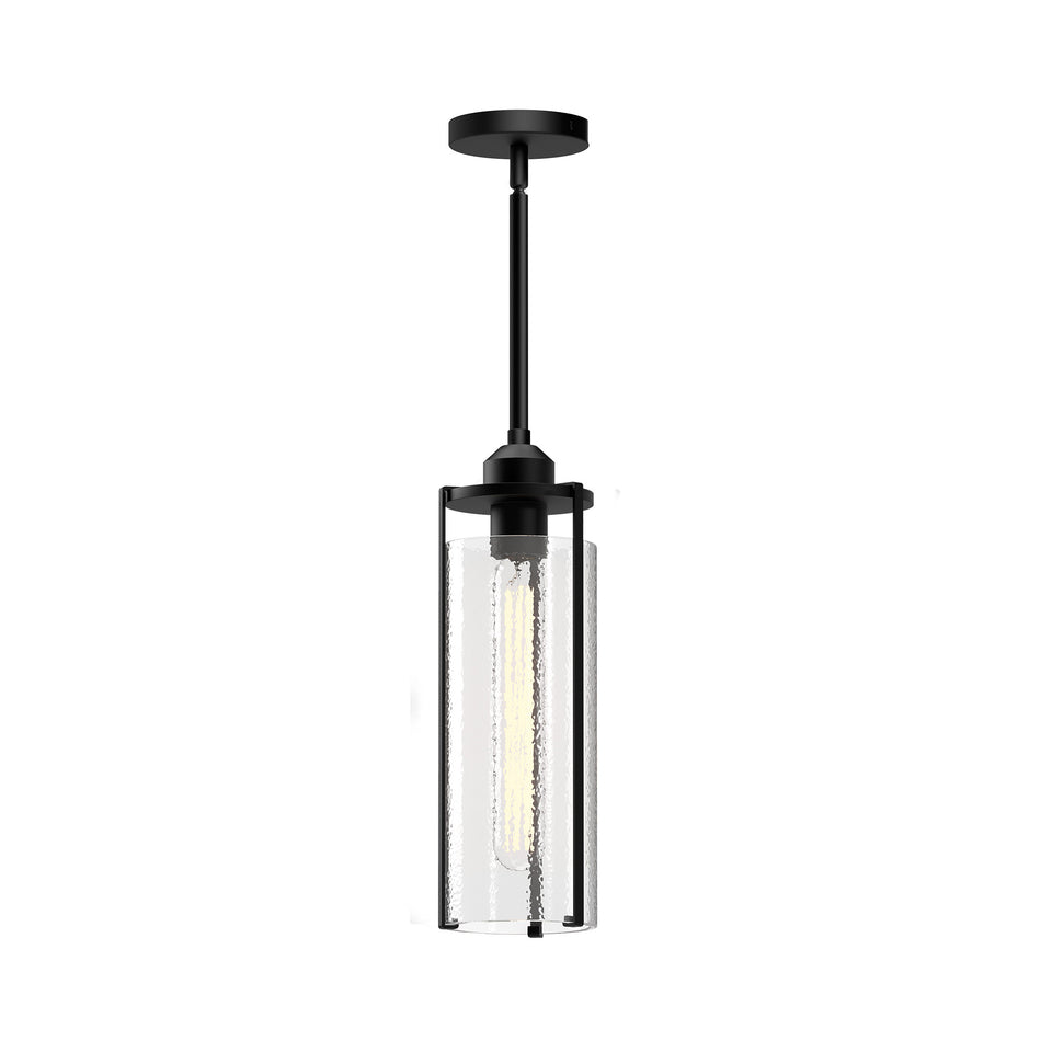 Belmont 5-in Clear Water Glass/Matte Black 1 Light Pendant