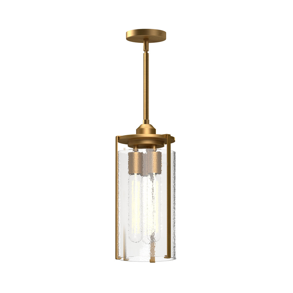 Belmont 7-in Aged Gold/Clear Water Glass 3 Lights Pendant