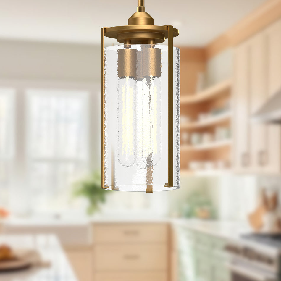 Belmont 7-in Aged Gold/Clear Water Glass 3 Lights Pendant by ALORA MOOD