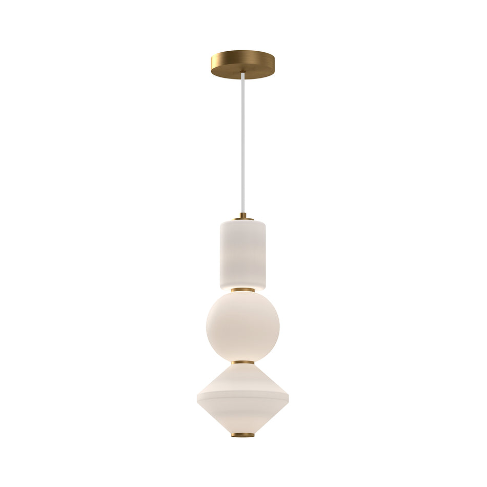 Bijou 8-in Aged Gold/Opal Matte Glass LED Pendant