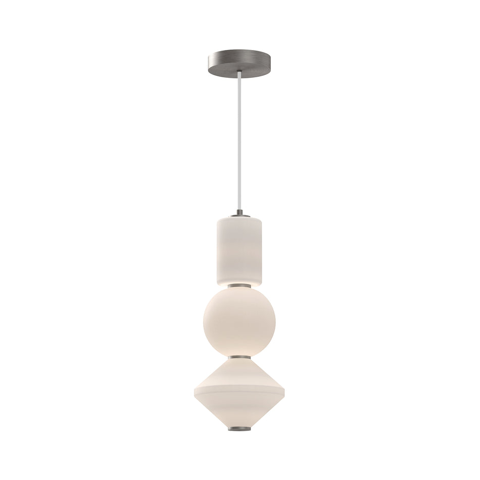 Bijou 8-in Brushed Nickel/Opal Matte Glass LED Pendant