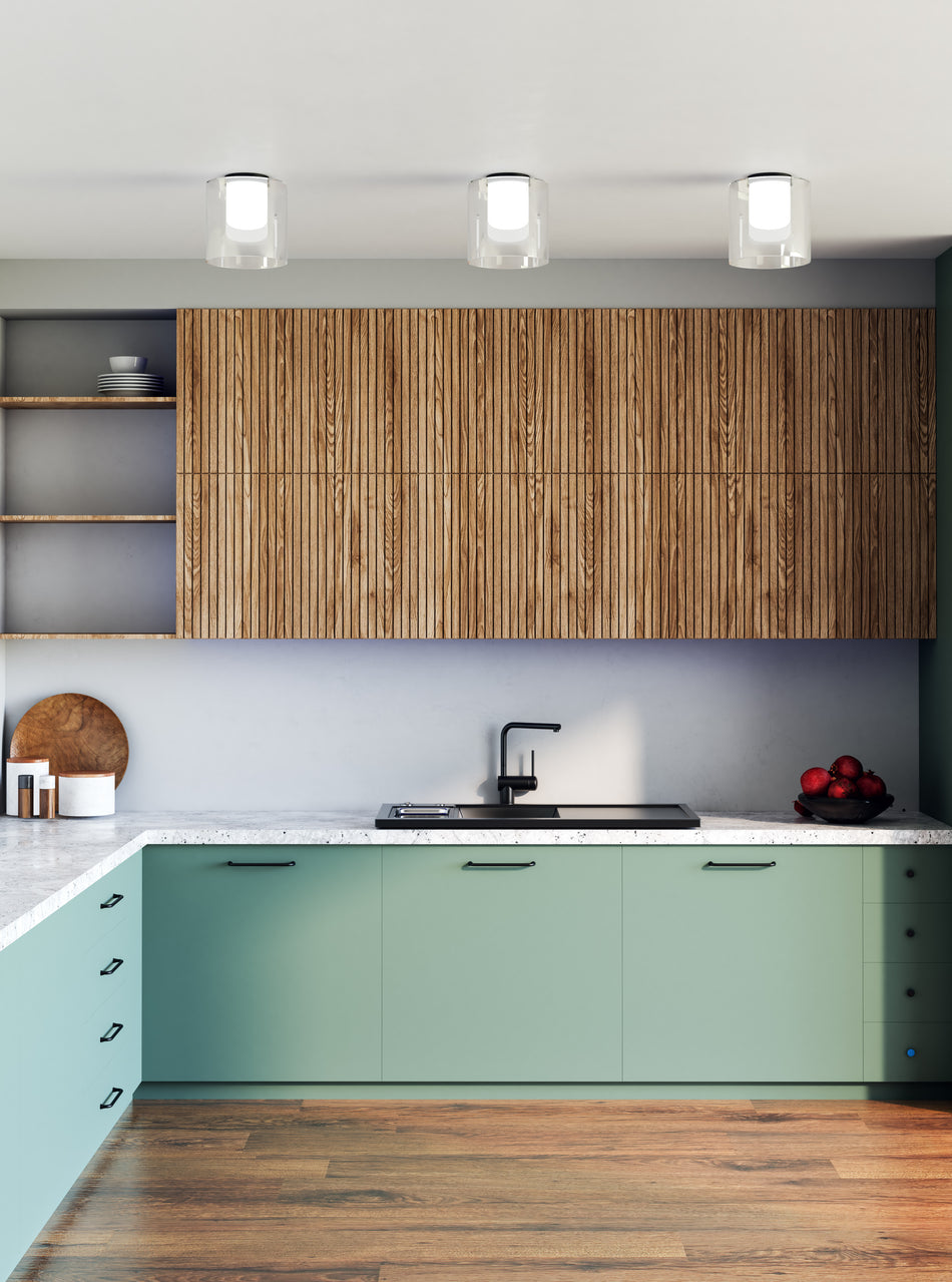 Birch 9-in Black/Clear LED Flush Mount by KUZCO