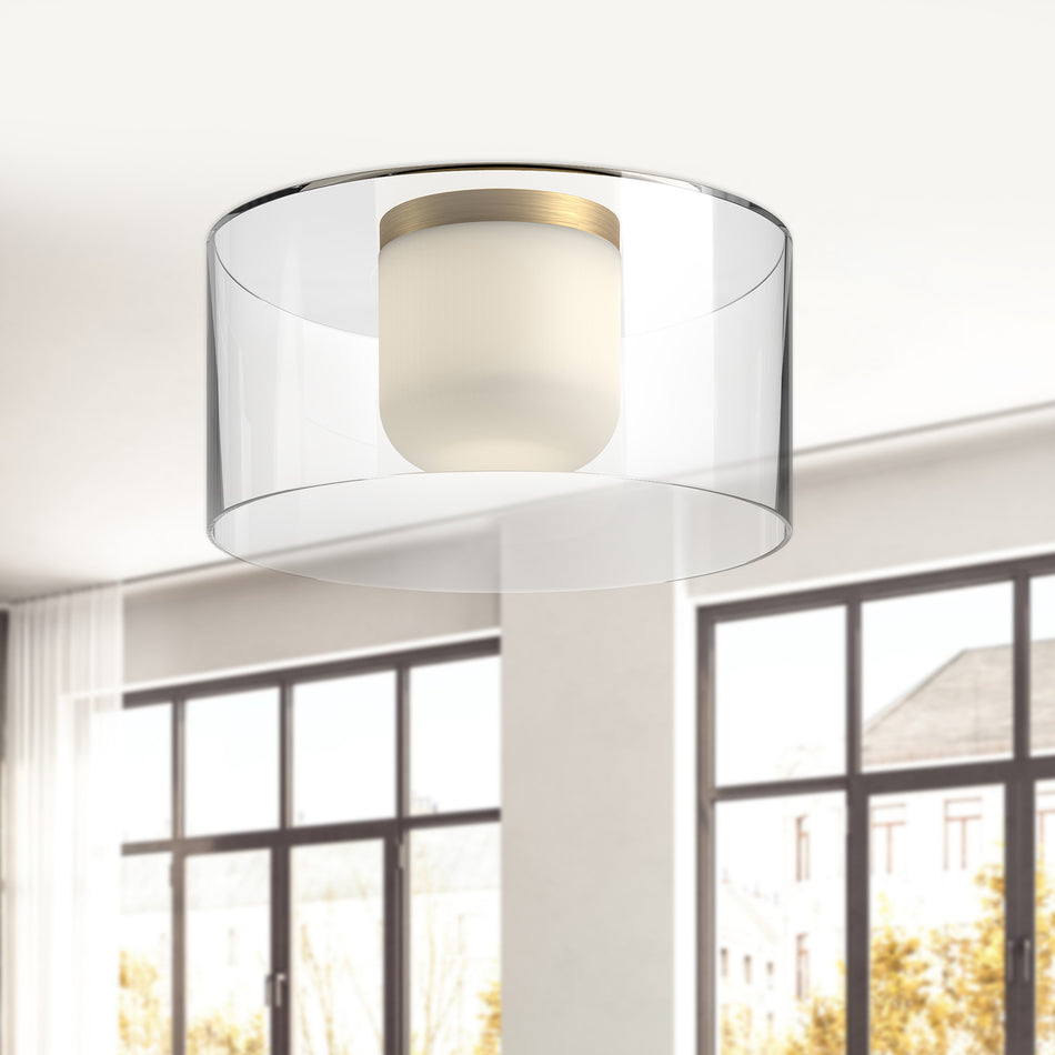 Birch 12-in Brushed Gold/Clear LED Flush Mount by KUZCO