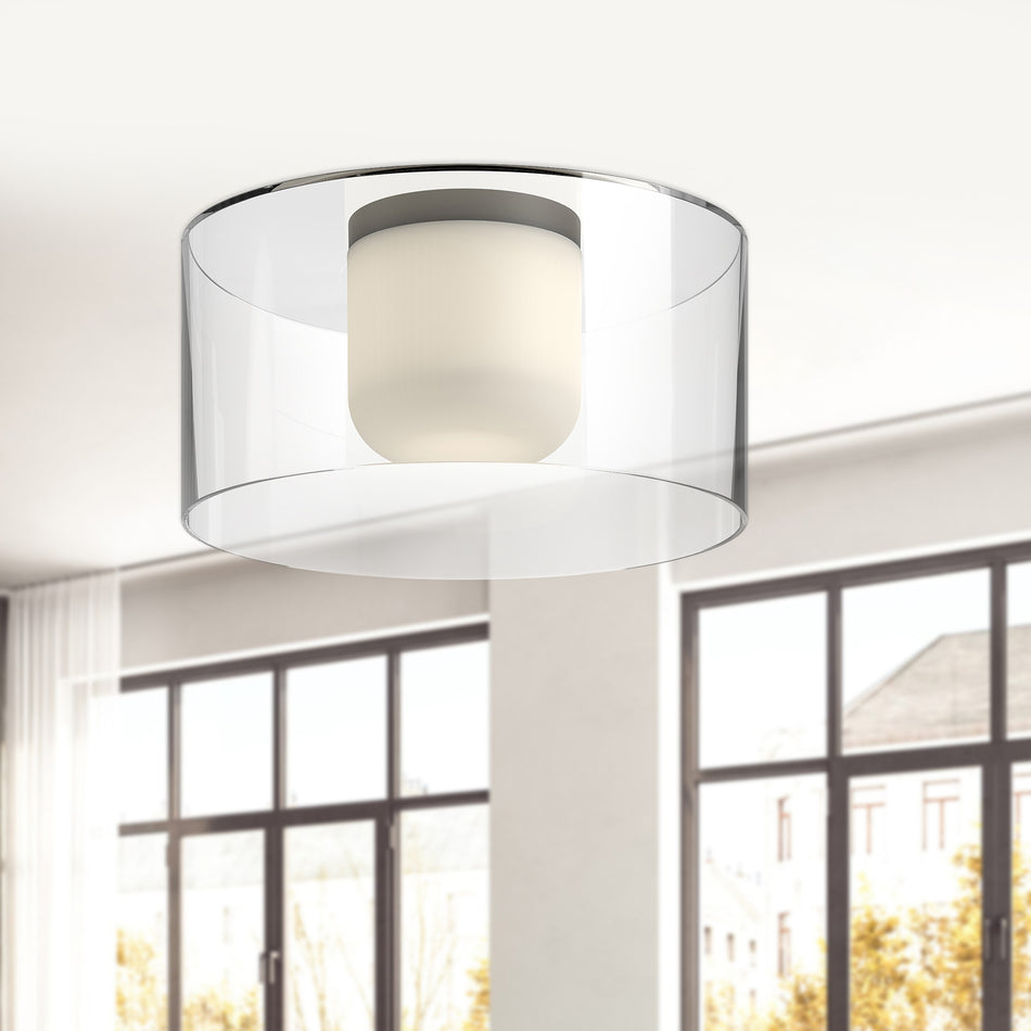 Birch 12-in Black/Clear LED Flush Mount by KUZCO