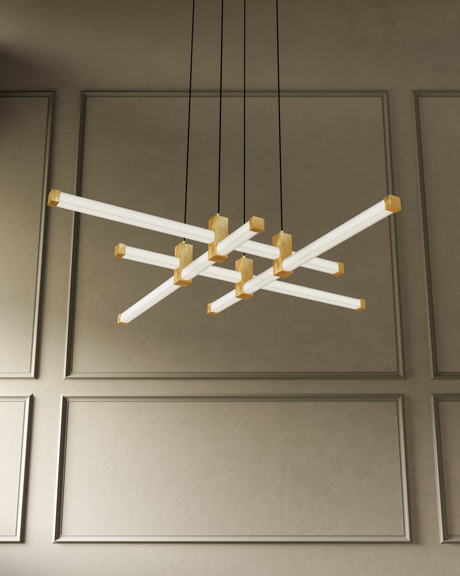 Blade 34-in Brushed Gold LED Chandeliers by KUZCO
