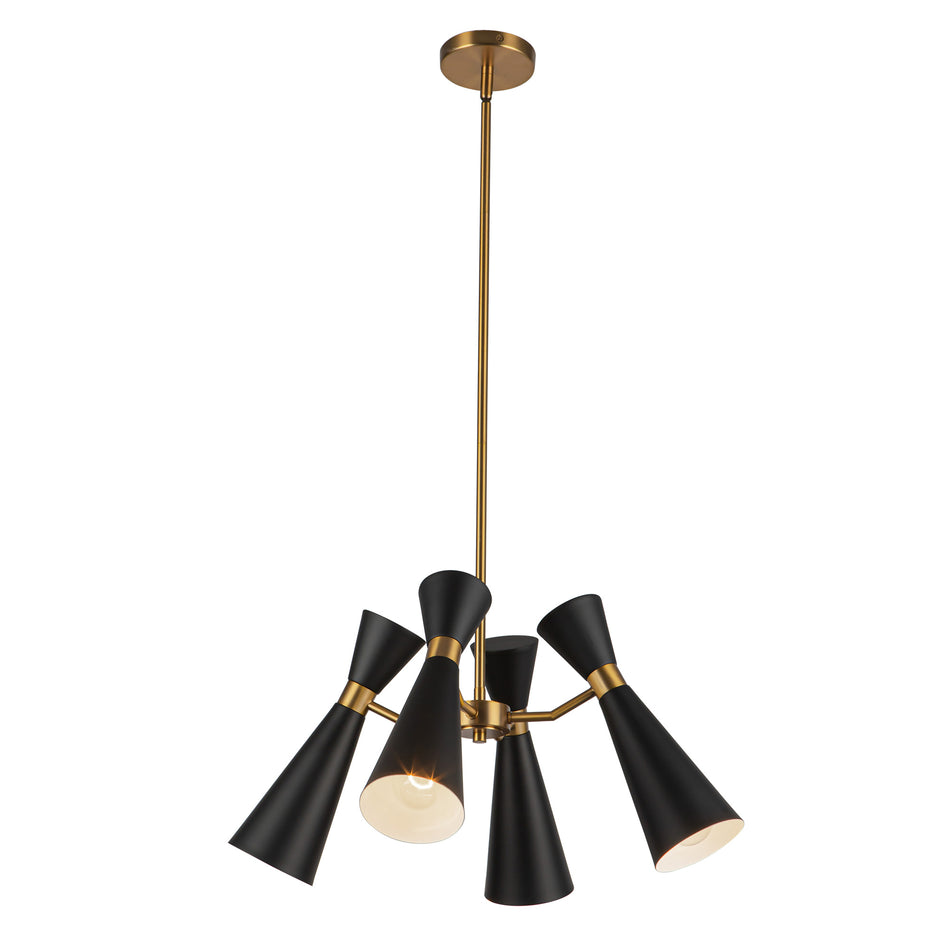 Blake 24-in Matte Black/Aged Gold Socket Chandelier by ALORA MOOD