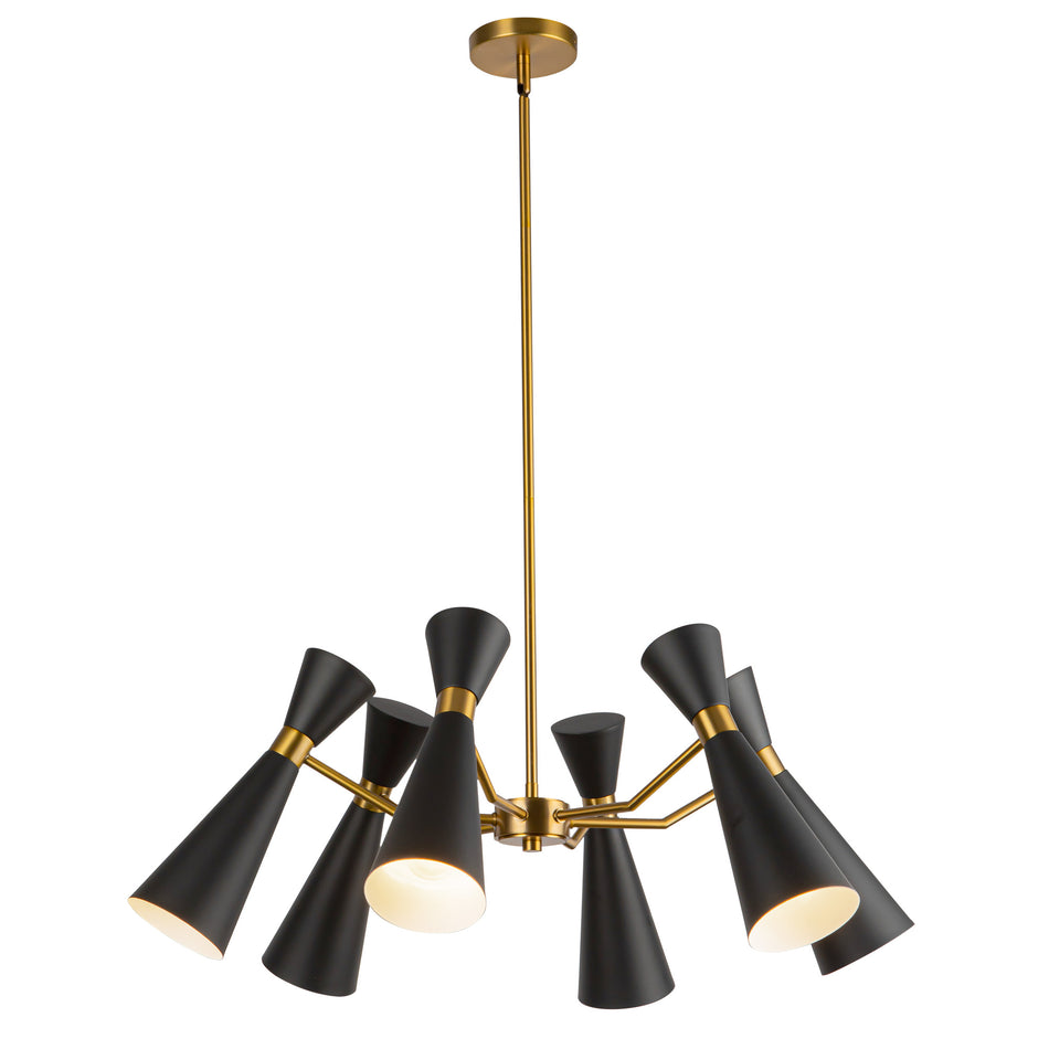 Blake 32-in Matte Black/Aged Gold Socket Chandelier by ALORA MOOD