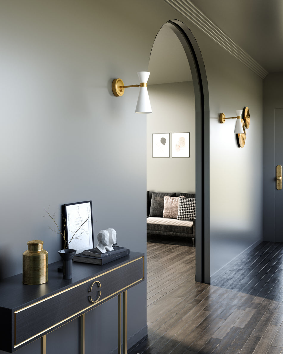 Blake 4-in Aged Gold/White 1 Light Wall/Vanity by ALORA MOOD