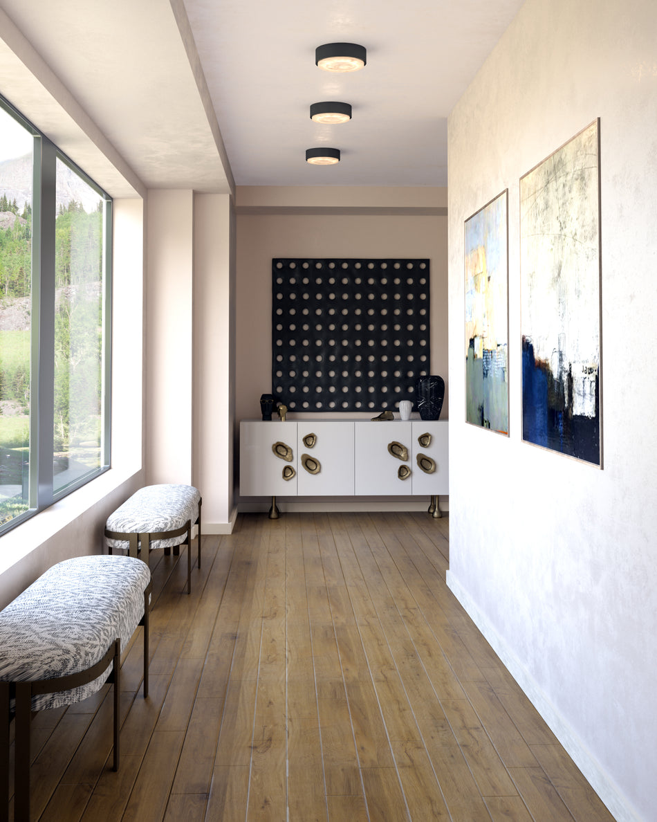 Blanco 8-in Urban Bronze/Alabaster LED Flush Mount by ALORA