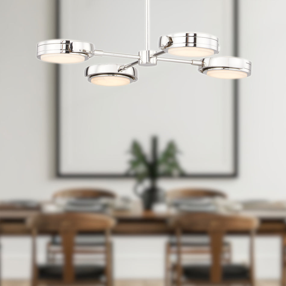 Blanco 28-in Polished Nickel/Alabaster LED Pendant by ALORA
