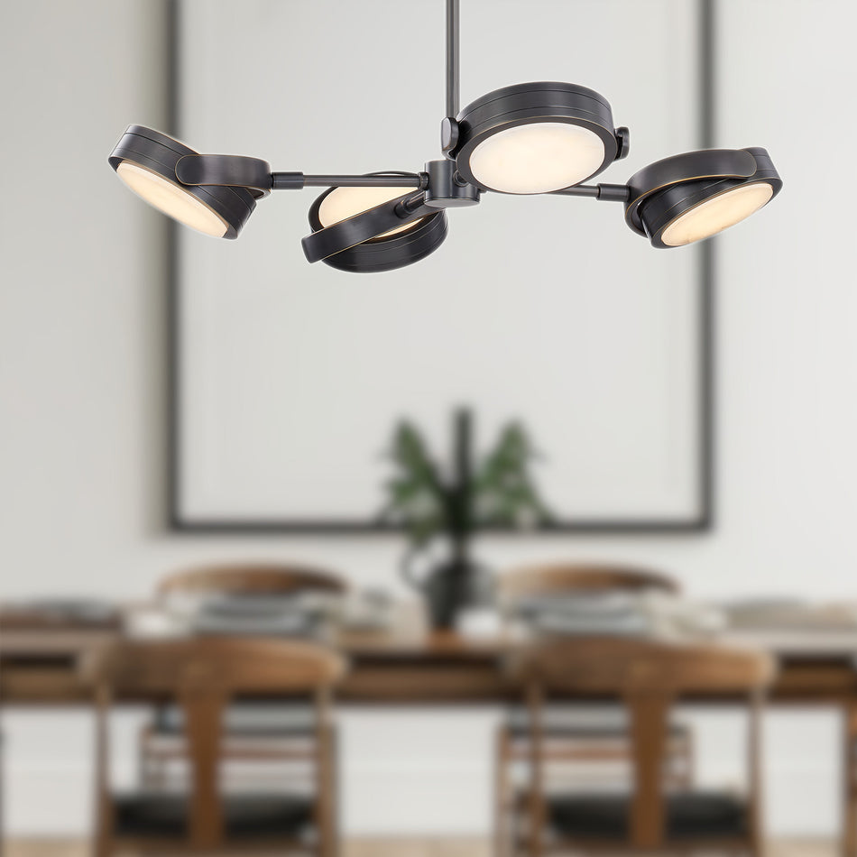 Blanco 28-in Urban Bronze/Alabaster LED Pendant by ALORA