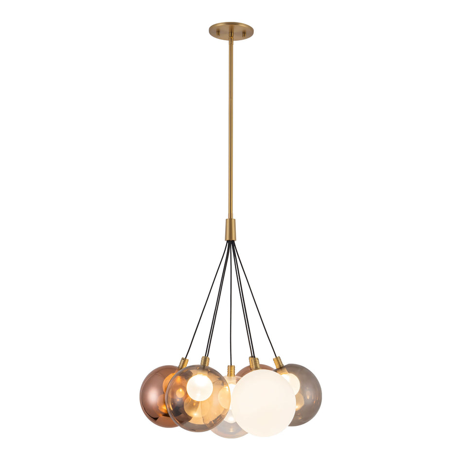 Bolla 17-in Gold dimmable LED Chandelier